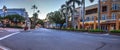 Daybreak over the shops along 5th Street in Old Naples, Florida.